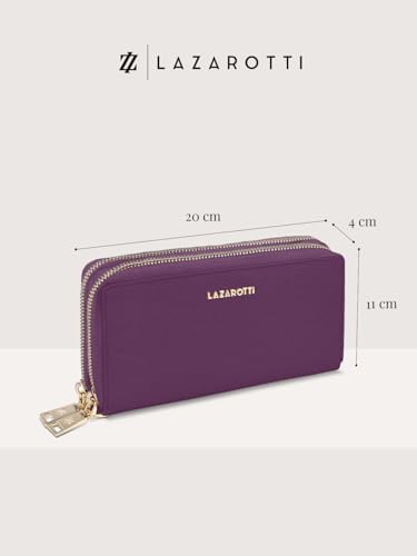 Lazarotti Bologna XL Leder Geldbörse Damen mit RFID-Schutz | 20 Kartenfächer & 2 Reißverschlussfächer für Alltag