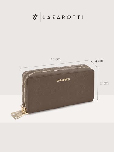 Lazarotti Bologna XL Leder Geldbörse Damen mit RFID-Schutz | 20 Kartenfächer & 2 Reißverschlussfächer für Alltag