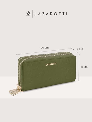 Lazarotti Bologna XL Leder Geldbörse Damen mit RFID-Schutz | 20 Kartenfächer & 2 Reißverschlussfächer für Alltag