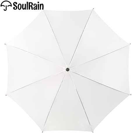 SoulRain Regenschirm schwarz – Robuster XXL Stockschirm mit Holzgriff & Automatik-Öffnung für Hochzeit/Golf/Wetterfest