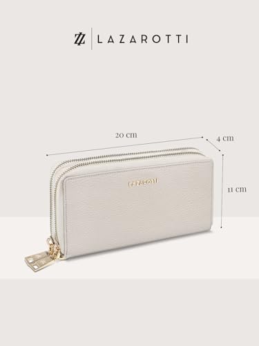 Lazarotti Bologna XL Leder Geldbörse Damen mit RFID-Schutz | 20 Kartenfächer & 2 Reißverschlussfächer für Alltag