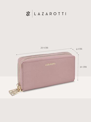 Lazarotti Bologna XL Leder Geldbörse Damen mit RFID-Schutz | 20 Kartenfächer & 2 Reißverschlussfächer für Alltag