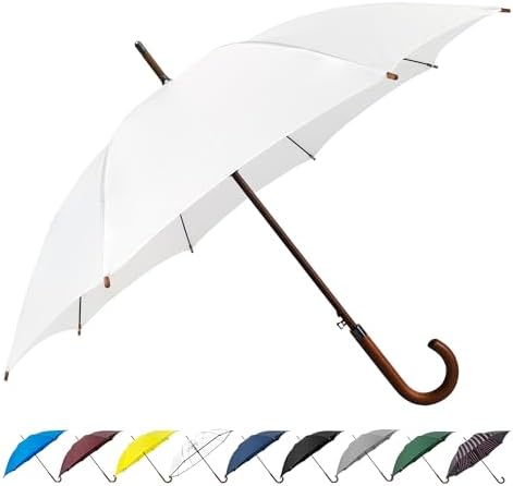 SoulRain Regenschirm schwarz – Robuster XXL Stockschirm mit Holzgriff & Automatik-Öffnung für Hochzeit/Golf/Wetterfest