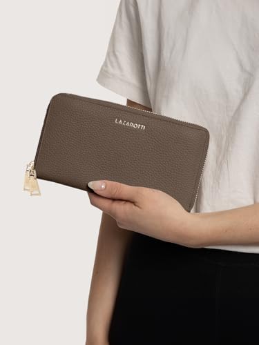 Lazarotti Bologna XL Leder Geldbörse Damen mit RFID-Schutz | 20 Kartenfächer & 2 Reißverschlussfächer für Alltag