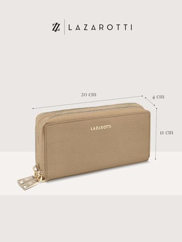 Lazarotti Bologna XL Leder Geldbörse Damen mit RFID-Schutz | 20 Kartenfächer & 2 Reißverschlussfächer für Alltag
