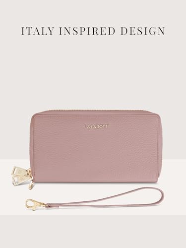 Lazarotti Bologna XL Leder Geldbörse Damen mit RFID-Schutz | 20 Kartenfächer & 2 Reißverschlussfächer für Alltag