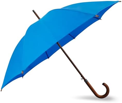 SoulRain Regenschirm schwarz – Robuster XXL Stockschirm mit Holzgriff & Automatik-Öffnung für Hochzeit/Golf/Wetterfest