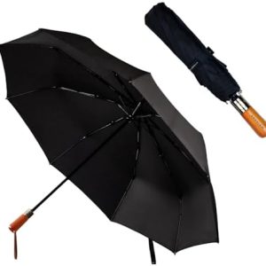 Verdone WEISNER Automatik Taschenschirm – Sturmfester Regenschirm mit Holzgriff & Teflonbeschichtung für windige Tage