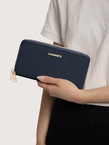 Lazarotti Bologna XL Leder Geldbörse Damen mit RFID-Schutz | 20 Kartenfächer & 2 Reißverschlussfächer für Alltag
