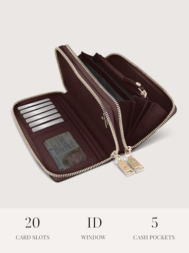 Lazarotti Bologna XL Leder Geldbörse Damen mit RFID-Schutz | 20 Kartenfächer & 2 Reißverschlussfächer für Alltag