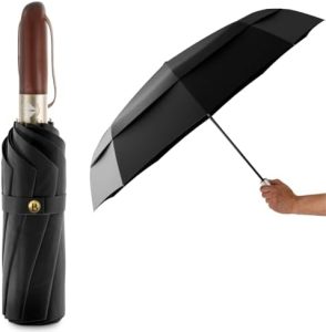 LOGAN & BARNES Taschenschirm sturmfest Ø103cm - Automatikschirm mit Echtholzgriff für Stadt und Reise