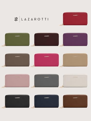 Lazarotti Bologna XL Leder Geldbörse Damen mit RFID-Schutz | 20 Kartenfächer & 2 Reißverschlussfächer für Alltag