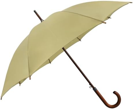 SoulRain Regenschirm schwarz – Robuster XXL Stockschirm mit Holzgriff & Automatik-Öffnung für Hochzeit/Golf/Wetterfest