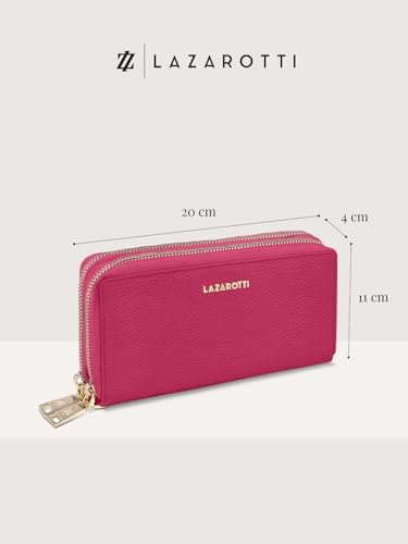 Lazarotti Bologna XL Leder Geldbörse Damen mit RFID-Schutz | 20 Kartenfächer & 2 Reißverschlussfächer für Alltag