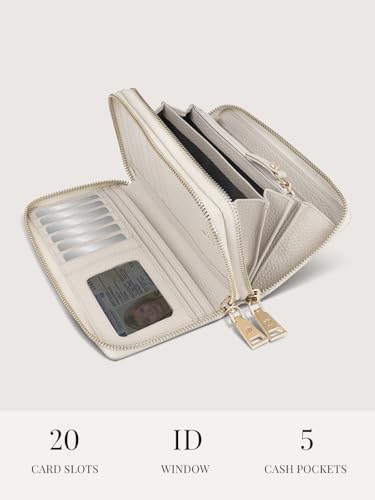 Lazarotti Bologna XL Leder Geldbörse Damen mit RFID-Schutz | 20 Kartenfächer & 2 Reißverschlussfächer für Alltag