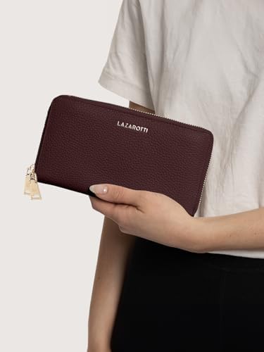 Lazarotti Bologna XL Leder Geldbörse Damen mit RFID-Schutz | 20 Kartenfächer & 2 Reißverschlussfächer für Alltag