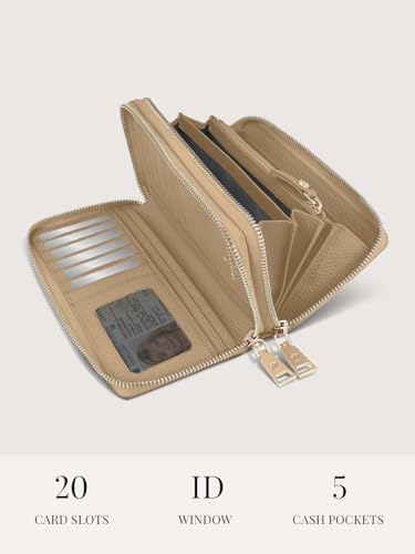 Lazarotti Bologna XL Leder Geldbörse Damen mit RFID-Schutz | 20 Kartenfächer & 2 Reißverschlussfächer für Alltag