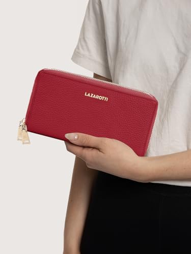 Lazarotti Bologna XL Leder Geldbörse Damen mit RFID-Schutz | 20 Kartenfächer & 2 Reißverschlussfächer für Alltag