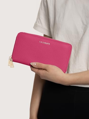 Lazarotti Bologna XL Leder Geldbörse Damen mit RFID-Schutz | 20 Kartenfächer & 2 Reißverschlussfächer für Alltag