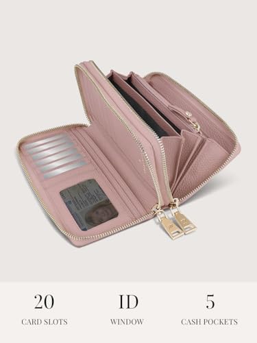 Lazarotti Bologna XL Leder Geldbörse Damen mit RFID-Schutz | 20 Kartenfächer & 2 Reißverschlussfächer für Alltag