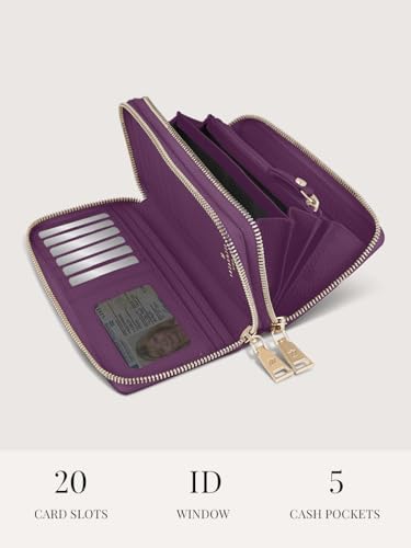 Lazarotti Bologna XL Leder Geldbörse Damen mit RFID-Schutz | 20 Kartenfächer & 2 Reißverschlussfächer für Alltag