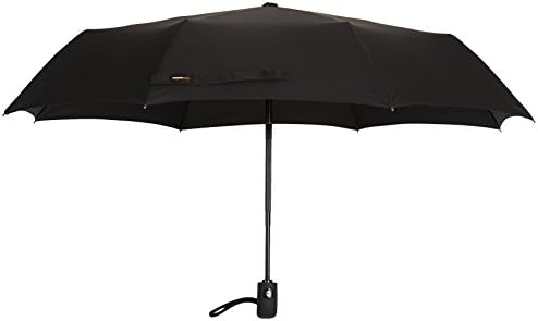 Amazon Basics Automatischer Reise-Regenschirm, kompakt & winddicht, ideal für unterwegs, Schwarz