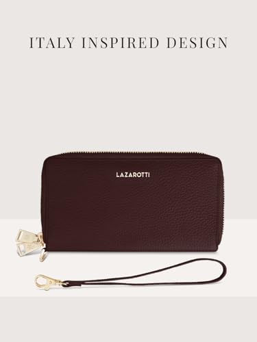 Lazarotti Bologna XL Leder Geldbörse Damen mit RFID-Schutz | 20 Kartenfächer & 2 Reißverschlussfächer für Alltag