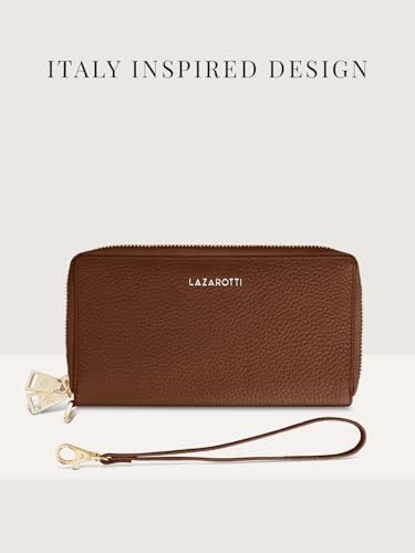 Lazarotti Bologna XL Leder Geldbörse Damen mit RFID-Schutz | 20 Kartenfächer & 2 Reißverschlussfächer für Alltag