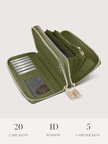 Lazarotti Bologna XL Leder Geldbörse Damen mit RFID-Schutz | 20 Kartenfächer & 2 Reißverschlussfächer für Alltag