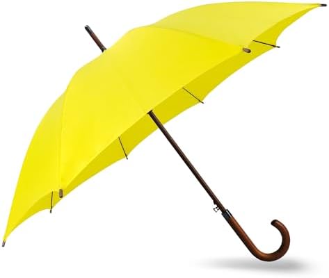 SoulRain Regenschirm schwarz – Robuster XXL Stockschirm mit Holzgriff & Automatik-Öffnung für Hochzeit/Golf/Wetterfest