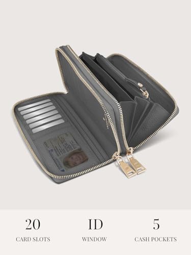 Lazarotti Bologna XL Leder Geldbörse Damen mit RFID-Schutz | 20 Kartenfächer & 2 Reißverschlussfächer für Alltag