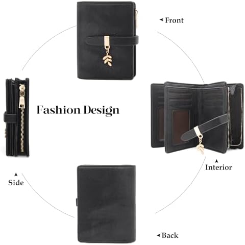 HNOOM Damen Geldbörse klein aus PU Leder mit RFID Blockierung – großer Komfort für unterwegs, 19 Kartenfächer, Reißversc