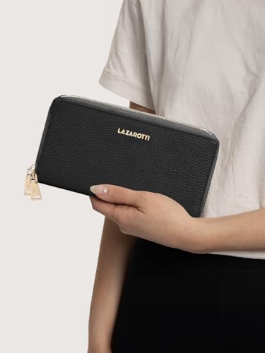 Lazarotti Bologna XL Leder Geldbörse Damen mit RFID-Schutz | 20 Kartenfächer & 2 Reißverschlussfächer für Alltag