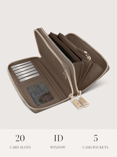 Lazarotti Bologna XL Leder Geldbörse Damen mit RFID-Schutz | 20 Kartenfächer & 2 Reißverschlussfächer für Alltag