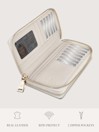 Lazarotti Bologna XL Leder Geldbörse Damen mit RFID-Schutz | 20 Kartenfächer & 2 Reißverschlussfächer für Alltag