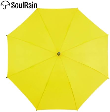 SoulRain Regenschirm schwarz – Robuster XXL Stockschirm mit Holzgriff & Automatik-Öffnung für Hochzeit/Golf/Wetterfest