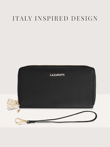 Lazarotti Bologna XL Leder Geldbörse Damen mit RFID-Schutz | 20 Kartenfächer & 2 Reißverschlussfächer für Alltag