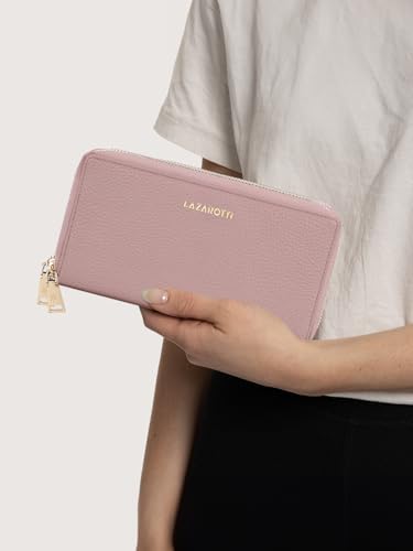 Lazarotti Bologna XL Leder Geldbörse Damen mit RFID-Schutz | 20 Kartenfächer & 2 Reißverschlussfächer für Alltag