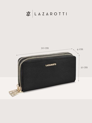 Lazarotti Bologna XL Leder Geldbörse Damen mit RFID-Schutz | 20 Kartenfächer & 2 Reißverschlussfächer für Alltag