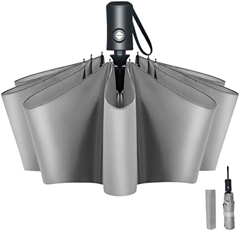 Vicloon Regenschirm - 8 Edelstahl-Rippen Automatik, kompakt & leicht für Reisen, winddicht, schwarz