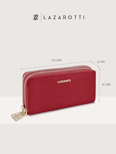 Lazarotti Bologna XL Leder Geldbörse Damen mit RFID-Schutz | 20 Kartenfächer & 2 Reißverschlussfächer für Alltag