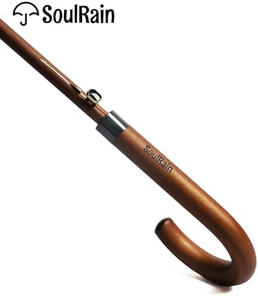 SoulRain Regenschirm schwarz – Robuster XXL Stockschirm mit Holzgriff & Automatik-Öffnung für Hochzeit/Golf/Wetterfest