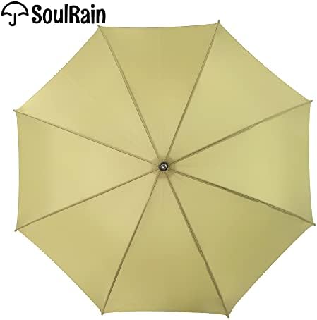 SoulRain Regenschirm schwarz – Robuster XXL Stockschirm mit Holzgriff & Automatik-Öffnung für Hochzeit/Golf/Wetterfest