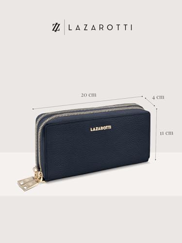 Lazarotti Bologna XL Leder Geldbörse Damen mit RFID-Schutz | 20 Kartenfächer & 2 Reißverschlussfächer für Alltag