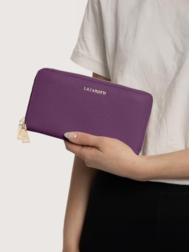 Lazarotti Bologna XL Leder Geldbörse Damen mit RFID-Schutz | 20 Kartenfächer & 2 Reißverschlussfächer für Alltag