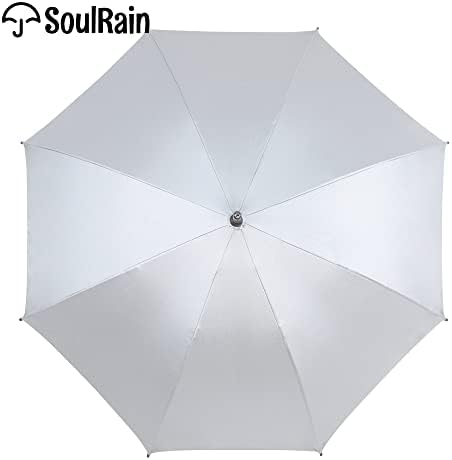 SoulRain Regenschirm schwarz – Robuster XXL Stockschirm mit Holzgriff & Automatik-Öffnung für Hochzeit/Golf/Wetterfest