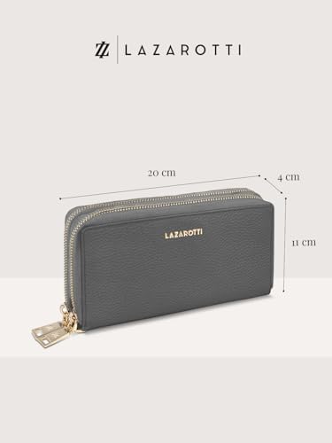 Lazarotti Bologna XL Leder Geldbörse Damen mit RFID-Schutz | 20 Kartenfächer & 2 Reißverschlussfächer für Alltag