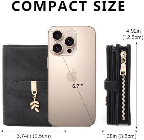 HNOOM Damen Geldbörse klein aus PU Leder mit RFID Blockierung – großer Komfort für unterwegs, 19 Kartenfächer, Reißversc