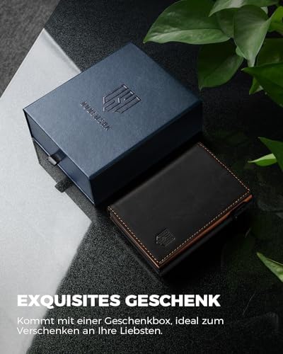 DODENSHA MagSnap Portmonee Herren | Slim Geldbörse mit RFID & Münzfach für 10+ Karten | Magnetverschluss für Alltag in S