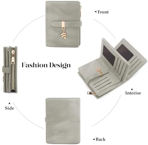 HNOOM Damen Geldbörse klein aus PU Leder mit RFID Blockierung – großer Komfort für unterwegs, 19 Kartenfächer, Reißversc